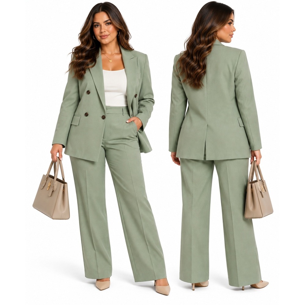 A New Day Womens Double Breasted Blazer Green Large NWT Sage Workwear Jacket